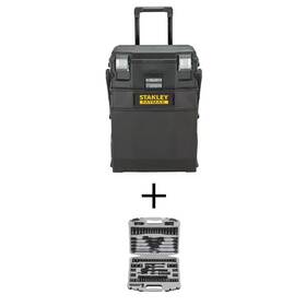 Stanley 445030723766 22 Inch Cantilever Mobile Tool Box And 1/4 3/8 Drive Black Chrome Sae