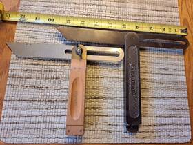 46-812 Stanley 2 Vintage 8 Inch And 10 Sliding T-bevel Square Wood Metal Handle Usa