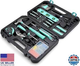 B08ktv3vb8 Stanley 142-piece Household Tool Kit With Storage Case Turquoise Compact And Versatile