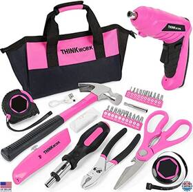 B091c4svgh Stanley 41-piece Pink Tool Set With Electric Screwdriver And Bag For Home Diy