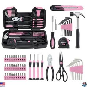 B0dk8ym28f Stanley 58-piece Household Tool Set With Pink Storage Case - All-purpose Hand Tools
