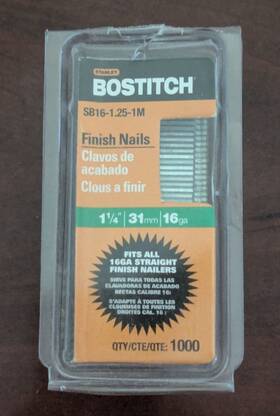 Sb16-1.25-1m Stanley Bostitch 16ga Straighfinish Nails Bright 1-1/4-inch 800-pack