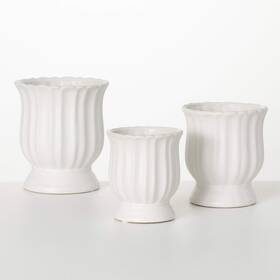 Cm3175 Sullivans Inc Set Of 3 Ceramic White Tulip Planter 6. Inch Dx 7 H 5 6 4