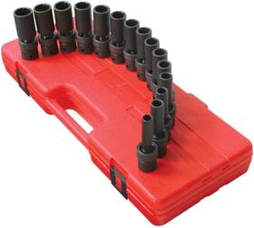 2662 Sunex Tools International 1/2 Inch Dr. Deep 12 Point Metric Impact Socket Set 15 Pc