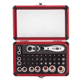 9732 Sunex Tools 613364157077 44pc 1/4 Inch Dr Mini Dual Flex Head Ratchet W Socket And Bit Set