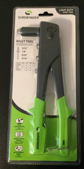 Surebonder 018239312733 Light Duty Rivet Tool 3/32 Inch 1/8 5/32 And 3/16 - Model #8500