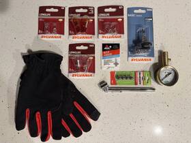 7440a Sylvania Slime Ags Brass Tire Gauge With Extra And Caps Mixed Car Bulb Set Gloves Bundle