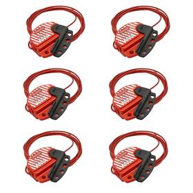 U06-red-6 Taegiqi Lockout Tagout Cable Lock 6 Pack 7.9ft Adjustable Steel With Vinyl