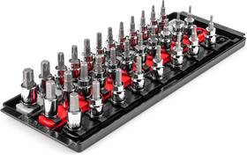 Tekton 020209078075 3/8 Inch Drive Hex/torx Bit Socket Set With Rails 31-piece 1/8-3/8