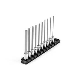 Tekton 020209082621 1/4 Inch Drive Long Hex Bit Socket Set With Rail 10-piece 5/64-5/16