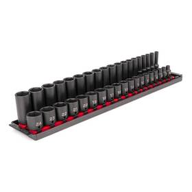Sid91211 Tekton Impact Socket Set 38-pcs Hex 3/8 Inch Drive 6-point 6-24 Mm Metric With Rail
