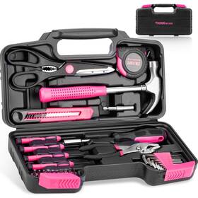 W6223 Thinkwork Pink Tool Set - 40 Piece General Household Hand Kit With Stora