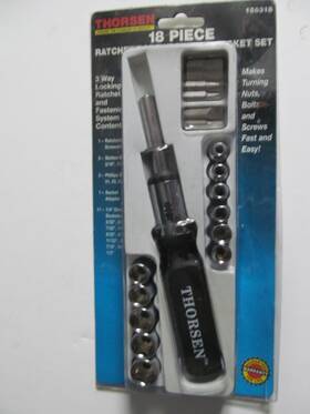 Thorsen 156318 Gc Tools Sae Ratcheting Screwdriver Socket And Ratchet Set 18 Pc #