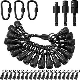 Jyd-threlaco-2131 Threlaco 18 Pcs Bit Holder Keychains 3 1/4 3/8 1/2 Inch Socket Drill Nut Holders