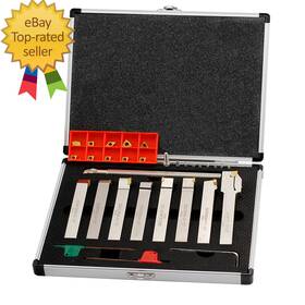 Tools 313035646618 9 Pieces/set 1/2 Inch Shank Nickel Plated Indexable Lathe Turning Tool Holder And Bor