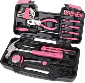 Tools 445037110170 Apollo 39 Piece Household Tool Kit Pink