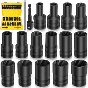 T8097 Topec 17pcs Lug Nut Extractor Set 1/2 Inch Drive Locking Removal Tool 8