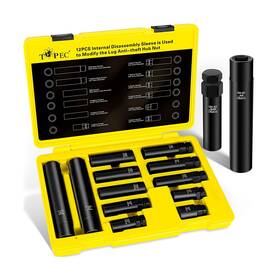 T8098 Topec 12pcs Spline Lug Nut Socket Set Master Key Of 5 ... Fast Ship