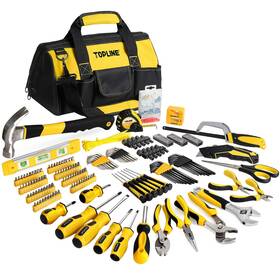 Tp100654 Topline 390-piece Hand Tool Kits For Home 14-inch Wide Mouth Bag With T