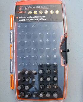 Inv00708 Torelli 67 Piece Bit Set Metric Sae Phillips Slotted Pozi Star Hard Case
