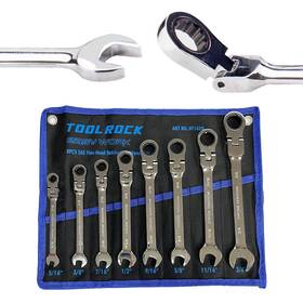 Ot1420 Tr Toolrock 8pcs Flex-head Ratcheting Wrench Set Sae Chrome Vanadium Steel