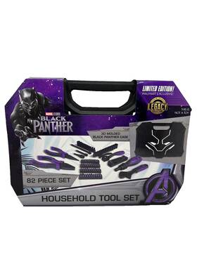 Ukonic 886388177882 New Black Panther Legacy 82 Piece Household Tool Box Set Kit Purple