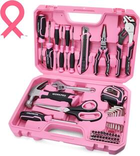 Unbbrand 820909774808 52-piece Pink Tools Set Household Tool Kit With Storage