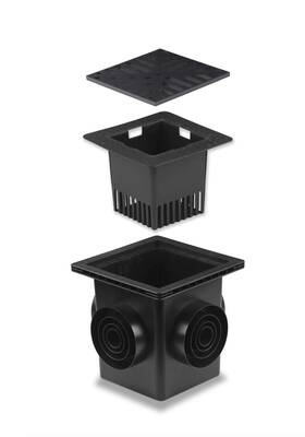 Uni-green 779296777605 Catch Basin Kit 12x12 Inch With Debris Basket And Grating Square Storm Drai