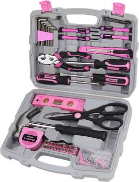 Ds01-ts149-01-rd United Innovations Kingtool 149-piece Pink Tool Kit - Basic Home Repair Set Small Wi