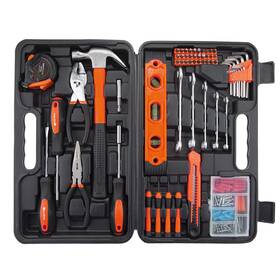 Universal 629722782409 152 Piece General Hand Tool Set With Plastic Storage Case Auto Wrench Kit Orange