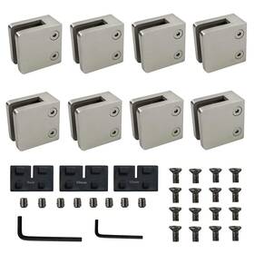 Uyoyous 972691275187 8pcs Glass Clamp Heavy Duty Square Bracket 1.8ftft Stainless Steel