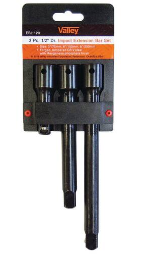 Valley 639469568266 3pc 1/2 Inch Drive Extension 3 6 And 8 Impact Set