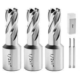 Vevor 197988185529 Annular Cutter Set 5 Pcs Weldon Shank Mag Drill Bits Kit 1 Inch Cutting Depth 1/2