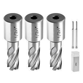 Vevor 197988185550 Annular Cutter Set 5 Pcs Weldon Shank Mag Drill Bits Kit 1 Inch Cutting Depth 1/2