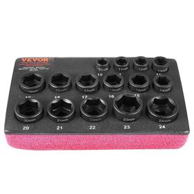 Vevor 197988412472 Impact Sockets Set 15pcs 6-point 3/8 Inch Drive Bit Ratchet Tool Kit Case