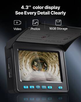 Ip68 Vevor 197988530046 Sewer Camera 66 Ft/20m 4.3 Inch Drain Inspection Waterproof Snake Pl