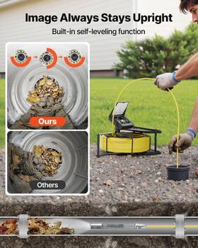 Vevor 197988530152 Sewer Camera 98 Ft/30m Self-leveling Drain Inspection With 4.3 Inch 1