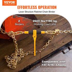 Vevor 197988575085 Chain Binder Ratchet Load 1/4 Inch -5/16 2600 Lbs For Tie Down 2 Pack