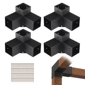 Vevor 726084934016 Pergola Bracket Kit 4 Inch X 4-piece 3-way Heavy-duty Corner Diy