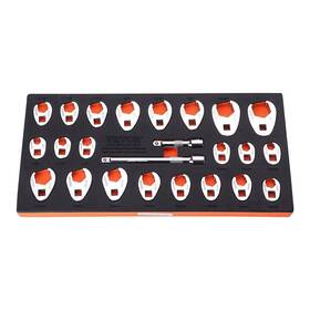 Vevor 840349981413 3/8 Inch Drive Crowfoot Wrench Set With 2 Extension Bars 24-piece Crows Foot