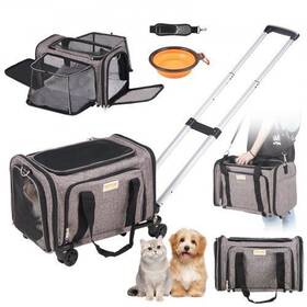 Cwlgxhs25lbs08tj8v0 Vevor Cat Carrier With Wheels Airline Approved Rolling Pet Telescopic