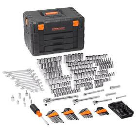 Jxgj143812saefgih Vevor Mechanics Tool Set And Socket 1/4in 3/8in 1/2 In Drive Sockets 450pcs