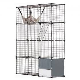 Pjsmbsl41w18rmzw7v0 Vevor Large 4-tier Cat Cage 41 X 14 55 Inch Metal Wire Enclosure With Hammock