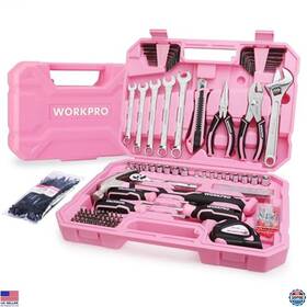 B0c65skkzd Visit The Workpro Store 284 Pcs Pink Tool Set For Women - Household Toolkit With Sockets And Pliers
