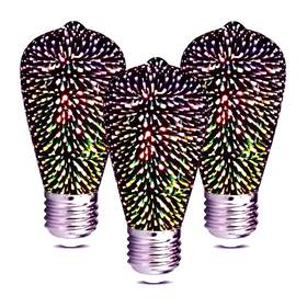 Voosei 731235436134 3d Firework Light Bulbs 3 Pack Infinity Decorative Colorful E26 Led L