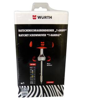W Rth 049557637389 Wurth T-handle Ratchet Screwdriver 10 Bits Germany Brand New