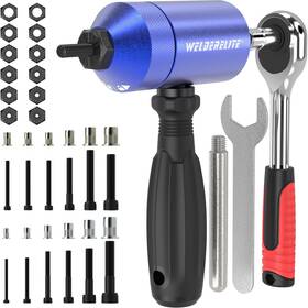 Rg6025 Welderelite Rivet Nut Drill Adapter Kit - Dual Drive Modes Drill/ratchet With 270pcs Nu