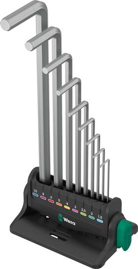 05022102001-950 Wera 013288230171 05022102001-950/9 Hex-plus 8 L-key Set Metric Chrome-plated 9 Pieces