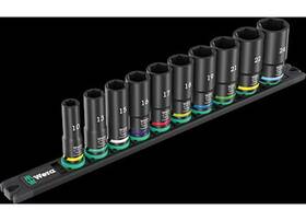 05005590001 Wera Tools 9660 Magnetic Rail B Impaktor Deep 1 Socket Set 3/8 Inch Drive 10pcs