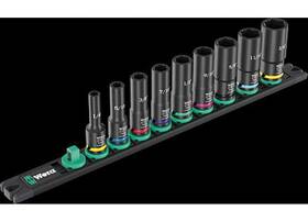 05005591001 Wera Tools 9661 Magnetic Rail B Impaktor Deep Imperial 1 Socket Set 3/8 Inch Drive 9pcs